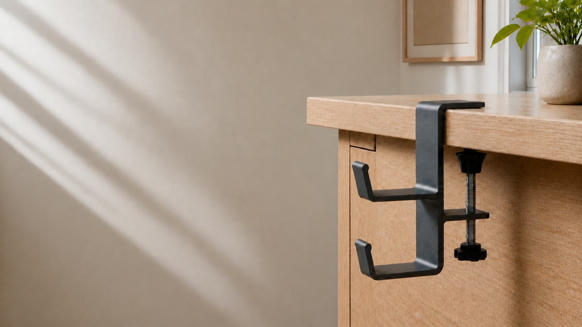 Orvixio dual hook in a realistic kitchen setting