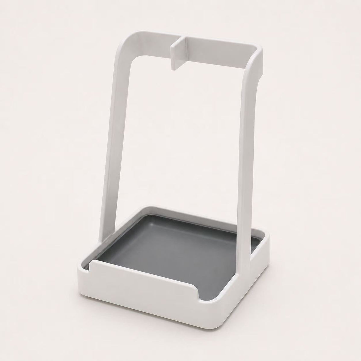 White multifunctional kitchen countertop stand with removable gray drip tray
