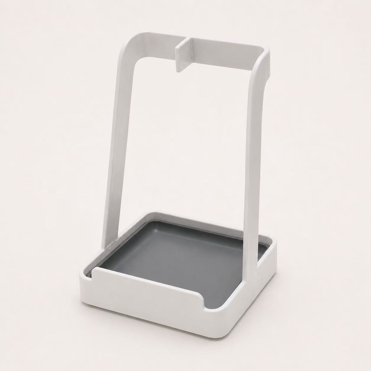 White multifunctional kitchen countertop stand with removable gray drip tray