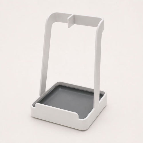 White multifunctional kitchen countertop stand with removable gray drip tray